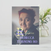 Invitation Photo 80e anniversaire ajouter nom date moderne vi (Debout devant)