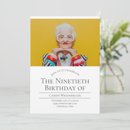 Invitation Photo 90 anniversaire (Debout devant)