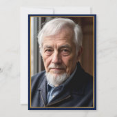 Invitation Photo 90e anniversaire bleu marine et or (Dos)