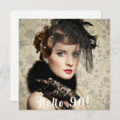 Invitation Photo 90e anniversaire bonjour 90 (Devant / Derrière)