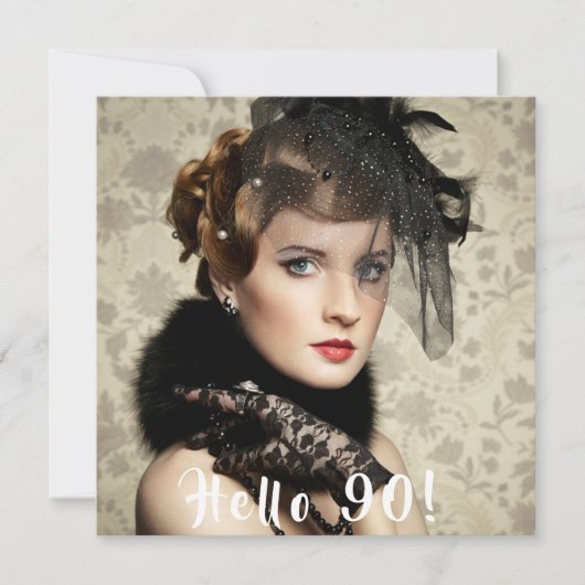 Invitation Photo 90e anniversaire bonjour 90 (Devant)