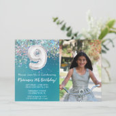 Invitation Photo 9e anniversaire de la Parties scintillant Tu (Debout devant)