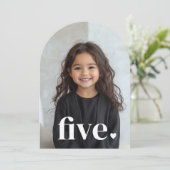 Invitation Photo à cinq coeurs 5e anniversaire (Debout devant)