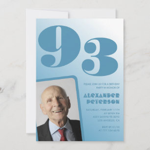 Invitation Photo à dégradé bleu rétro pour les 93 ans d'un ho