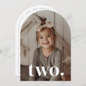 Invitation Photo à deux coeurs 2e anniversaire (Devant / Derrière)