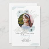 Invitation Photo à l'aquarelle bleu poussiéreux (Devant / Derrière)