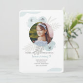 Invitation Photo à l'aquarelle bleu poussiéreux (Debout devant)