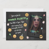 Invitation Photo Ados Emoji Thème Anniversaire (Devant)
