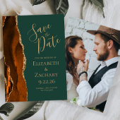 Invitation Photo Agate Burnt Orange Dark Green Enregistrer la