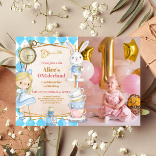 Invitation Photo Alice au pays des merveilles 1er anniversair