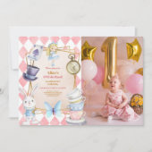 Invitation Photo Alice dans One derland 1er anniversaire (Devant)