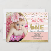 Invitation photo anniversaire 1ère année fille lap (Devant)