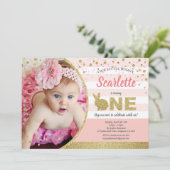 Invitation photo anniversaire 1ère année fille lap (Debout devant)