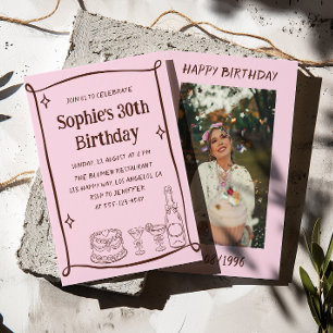 Invitation Photo Anniversaire 30 Ans Dessinée à la