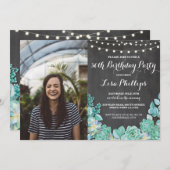 Invitation Photo Anniversaire 30e Chalk Succulents 50 40e (Devant / Derrière)