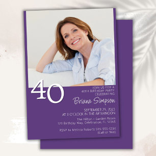 Invitation Photo Anniversaire 40 Ans Minimaliste Moderne Viol