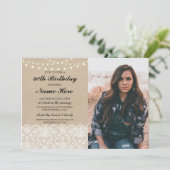 Invitation Photo Anniversaire 40e 50e Dentelle Rustique Burla (Debout devant)