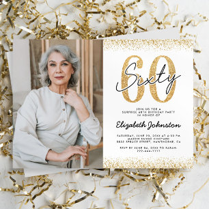 Invitation photo anniversaire 60 ans en or blanc m
