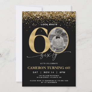 Invitation Photo Anniversaire 60 Ans Paillettes No
