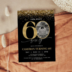 Invitation Photo Anniversaire 60 Ans Paillettes No