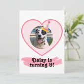 Invitation Photo Anniversaire avec brosse rose (Debout devant)