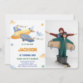 Invitation photo anniversaire avion modifiable (Devant)