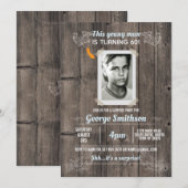 Invitation Photo Anniversaire Bleu Vintage Surprise Invitatio (Devant / Derrière)