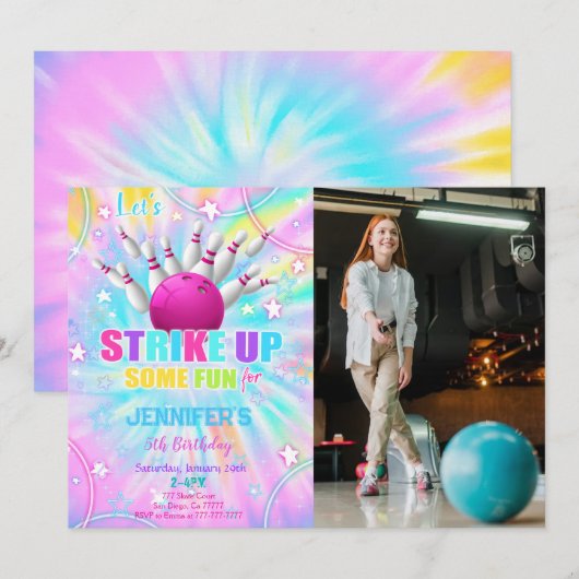 Invitation photo anniversaire Bowling modifiable (Devant / Derrière)