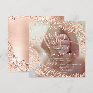 Invitation Photo Anniversaire Cadre Rose Or Blush Elegant