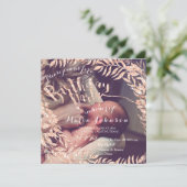 Invitation Photo Anniversaire Cadre Rose Or Blush Floral (Debout devant)