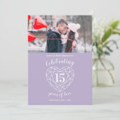 Invitation photo anniversaire coeur cristal 15 ans (Debout devant)
