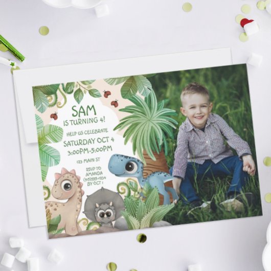 Invitation Photo Anniversaire de enfant Dinosaur