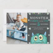 Invitation Photo Anniversaire de enfant du monstre de la fête (Devant)