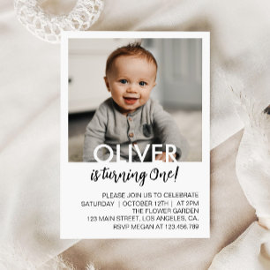 Invitation Photo Anniversaire de enfant moderne minimale