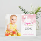 Invitation PHOTO ANNIVERSAIRE DE ENFANT PARTY cygne princesse (Debout devant)
