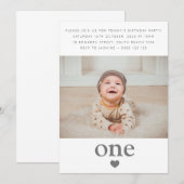 Invitation Photo Anniversaire de fête Coeur un (Devant / Derrière)