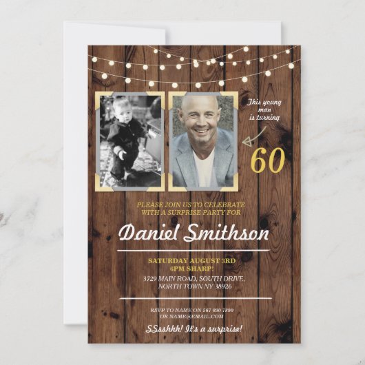 Invitation Photo Anniversaire de la fête Hommes Photos Surpri (Devant)
