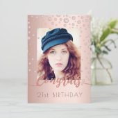 Invitation Photo Anniversaire de la fête rose diamants or (Debout devant)