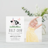 Invitation Photo Anniversaire de la Fille papillon rose de la (Debout devant)