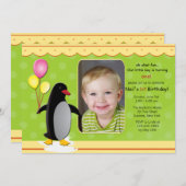 Invitation photo Anniversaire de Penguin (Devant / Derrière)