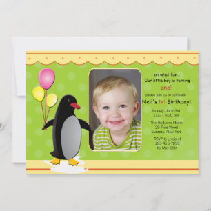 Invitation photo Anniversaire de Penguin