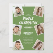 Invitation photo anniversaire double verte (Devant)