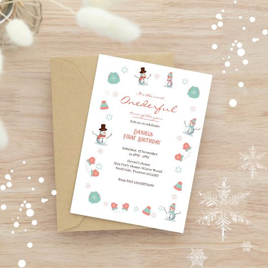 Invitation Photo Anniversaire du motoneige d'hiver du mignon 