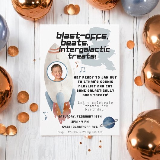 Invitation Photo Anniversaire d'un astronaute du vaisseau spa