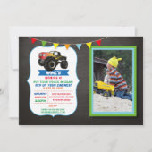 Invitation Photo Anniversaire Fête Camion Monster voiture Sma (Devant)