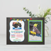 Invitation Photo Anniversaire Fête Camion Monster voiture Sma (Debout devant)