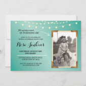 Invitation Photo Anniversaire Fête Turquoise String Lights In (Devant)
