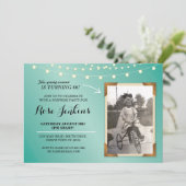 Invitation Photo Anniversaire Fête Turquoise String Lights In (Debout devant)
