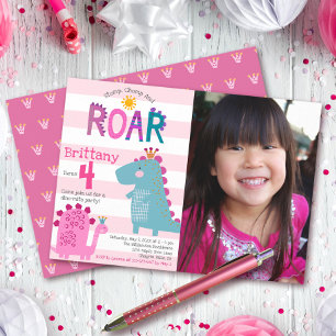 Invitation Photo Anniversaire Fille Dinosaure Stomp Chomp Rug
