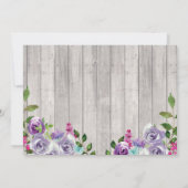 Invitation Photo Anniversaire Floral Rustic Bois violet Invit (Dos)